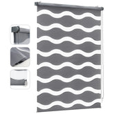 Sekey Double Roller Blind Wave Pattern Duo Roller Blind Clamp Fix without Drilling - Light-filtering & Opaque, Window Blind for Living Room, Bedroom & Office